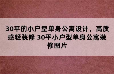 30平的小户型单身公寓设计，高质感轻装修 30平小户型单身公寓装修图片